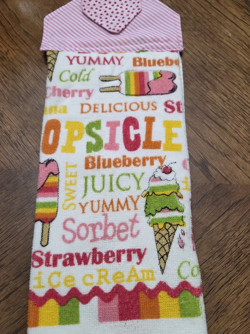Pink Popsicle Print Hanging  Towel - Colorful Ice Cream Design